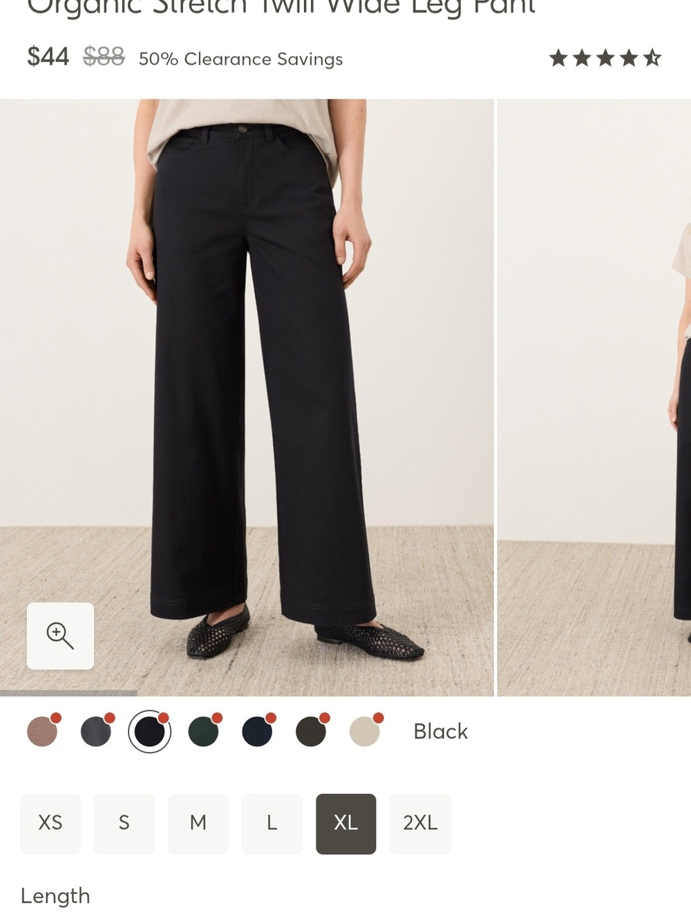 Pact Black Wide-Leg Organic Twill Pants XL